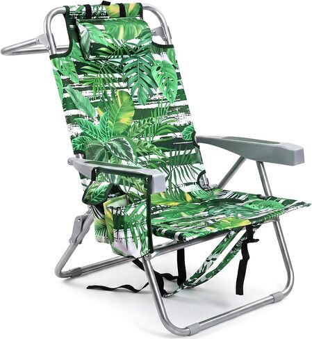 Backpack Beach Chair 330lbs, 5-Position Lay Flat with Cooler Bag in Kuwait