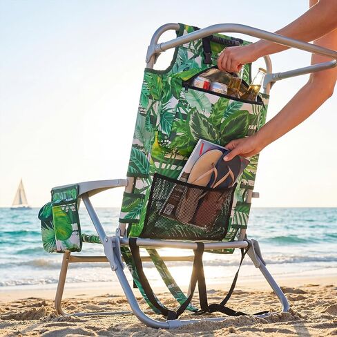 Backpack Beach Chair 330lbs, 5-Position Lay Flat with Cooler Bag in Kuwait