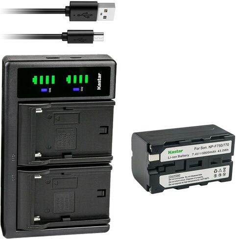 Kastar NP-F770 Battery 2-Pack and LTD2 USB Charger Compatible with CCD-RV100 CCD-RV200 CCD-SC5 CCD-SC6 CCD-SC7 CCD-SC8 CCD-SC9 CCD-SC55 CCD-SC65 CCD-TR1 CCD-TR11 CCD-TR1100E CCD-TR12 Camera in Kuwait