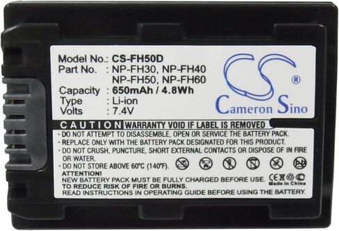 Replacement Battery for DCR-DVD92E DCR-SR50 HDR-UX9E DCR-DVD103, NP-FH50 NP-FH60 NP-FH30 NP-FH40 Battery 650mAh in Kuwait