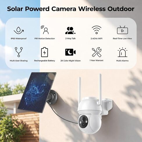 Solar Security Camera Wireless Outdoor, 2K Color Night Vision in Kuwait
