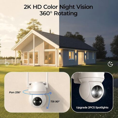 Solar Security Camera Wireless Outdoor, 2K Color Night Vision in Kuwait