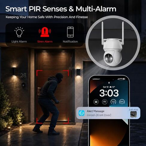 Solar Security Camera Wireless Outdoor, 2K Color Night Vision in Kuwait