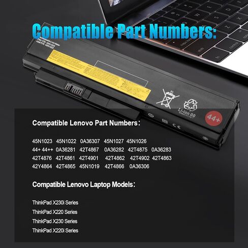 Laptop Battery Replacement for 0A36306 0A36307 0A36282 0A36283 Compatible with Lenovo ThinkPad Notebooks X220 X220i X230 X230i 45N1023 45N1025 45N1027 45N1029(11.1v 63wh) in Kuwait