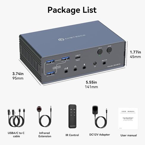 KVM Switch 2 Monitors 2 Computers, Dual Extended Display Hub Compatible with MacBook M1/M2/M3, 16-in-1 Docking Station 10Gbps Data, WFH Setup with Gigabit Ethernet (No PD) in Kuwait