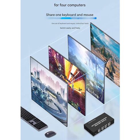 4 Ports USB Synchronizer， Mouse and Keyboard Switch Frequency Division Through The Screen，KVM Windows/Linux/Android/MAC Shared Controller in Kuwait