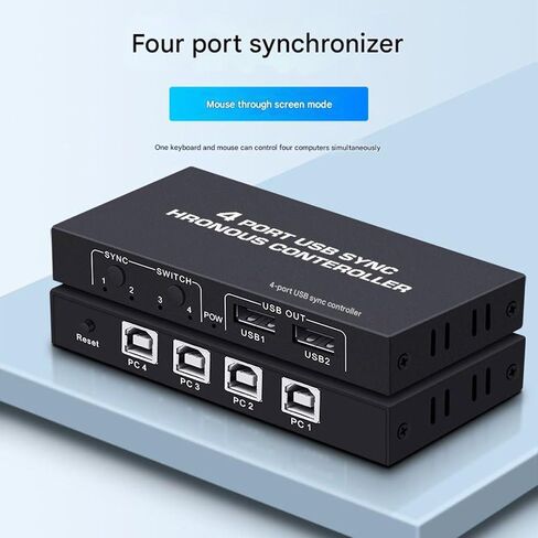 4 Ports USB Synchronizer， Mouse and Keyboard Switch Frequency Division Through The Screen，KVM Windows/Linux/Android/MAC Shared Controller in Kuwait