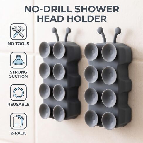 2PCS Silicone Shower Head Holder, Snail Shape Shower Head Suction Cup Holder, Relocatable Wall Shower Head Holder, Without Drilling Adhesive Mount Bracket, Strong Suction in Kuwait