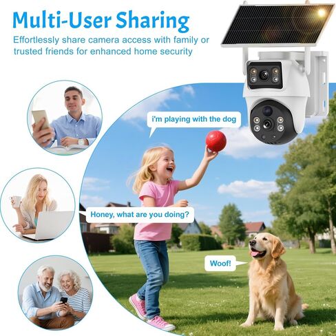 XIAOVV 3PCS 6MP Outdoor Dual Lens PTZ Dual View Solar Security Camera 4G LTE, Built-in SIM Card, IP65 in Kuwait