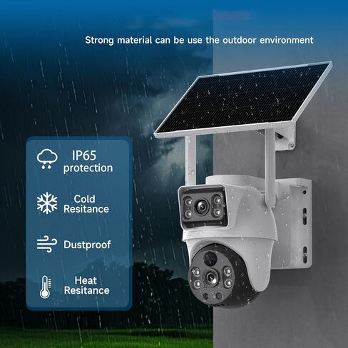 XIAOVV 3PCS 6MP Outdoor Dual Lens PTZ Dual View Solar Security Camera 4G LTE, Built-in SIM Card, IP65 in Kuwait