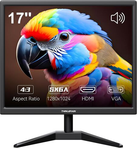 17 Inch Computer Monitor, 4:3 1280x1024 Small Desktop Square Monitor with VGA HDMI, VESA Wall Mountable, Built-in Speakers for Office POS Raspberry Pi Industrial in Kuwait