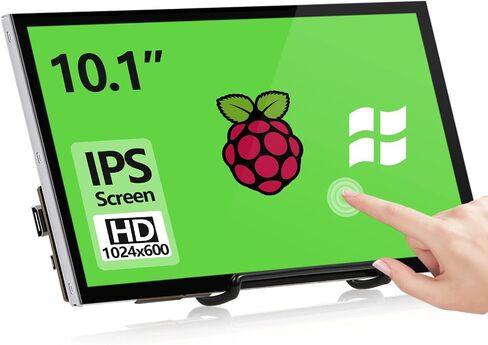 HAMTYSAN Raspberry Pi Screen, 10.1 Inch Touchscreen Monitor 1024x600 Small HDMI Monitor w/Stand, IPS LCD Screen Display for Raspberry Pi 5/4/3/2/Zero/B/B+ Jetson Nano Win11/10/8/7, Driver Free in Saudi Arabia