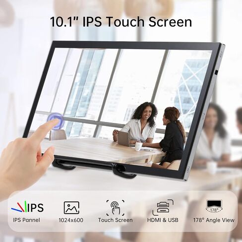 HAMTYSAN Raspberry Pi Screen, 10.1 Inch Touchscreen Monitor 1024x600 Small HDMI Monitor w/Stand, IPS LCD Screen Display for Raspberry Pi 5/4/3/2/Zero/B/B+ Jetson Nano Win11/10/8/7, Driver Free in Saudi Arabia