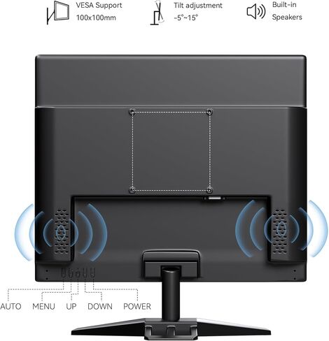 17 Inch Computer Monitor, 4:3 1280x1024 Small Desktop Square Monitor with VGA HDMI, VESA Wall Mountable, Built-in Speakers for Office POS Raspberry Pi Industrial in Kuwait