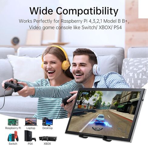 HAMTYSAN Raspberry Pi Screen, 10.1 Inch Touchscreen Monitor 1024x600 Small HDMI Monitor w/Stand, IPS LCD Screen Display for Raspberry Pi 5/4/3/2/Zero/B/B+ Jetson Nano Win11/10/8/7, Driver Free in Saudi Arabia
