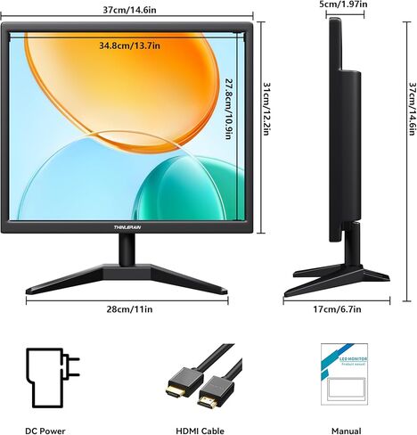 17 Inch Computer Monitor, 4:3 1280x1024 Small Desktop Square Monitor with VGA HDMI, VESA Wall Mountable, Built-in Speakers for Office POS Raspberry Pi Industrial in Kuwait