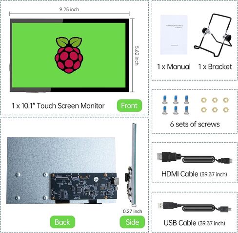 HAMTYSAN Raspberry Pi Screen, 10.1 Inch Touchscreen Monitor 1024x600 Small HDMI Monitor w/Stand, IPS LCD Screen Display for Raspberry Pi 5/4/3/2/Zero/B/B+ Jetson Nano Win11/10/8/7, Driver Free in Saudi Arabia