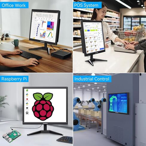 17 Inch Computer Monitor, 4:3 1280x1024 Small Desktop Square Monitor with VGA HDMI, VESA Wall Mountable, Built-in Speakers for Office POS Raspberry Pi Industrial in Kuwait