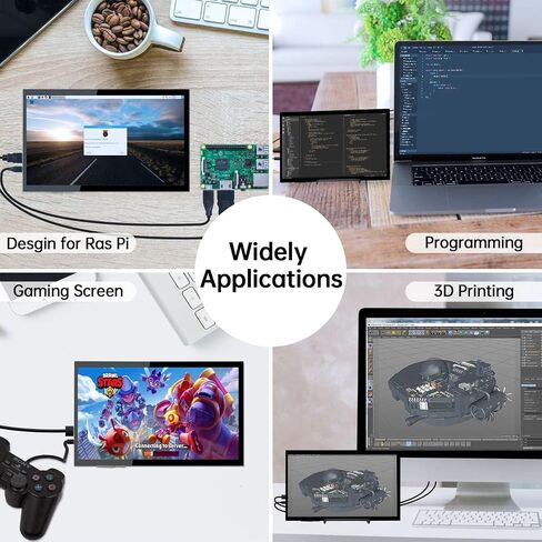 HAMTYSAN Raspberry Pi Screen, 10.1 Inch Touchscreen Monitor 1024x600 Small HDMI Monitor w/Stand, IPS LCD Screen Display for Raspberry Pi 5/4/3/2/Zero/B/B+ Jetson Nano Win11/10/8/7, Driver Free in Saudi Arabia