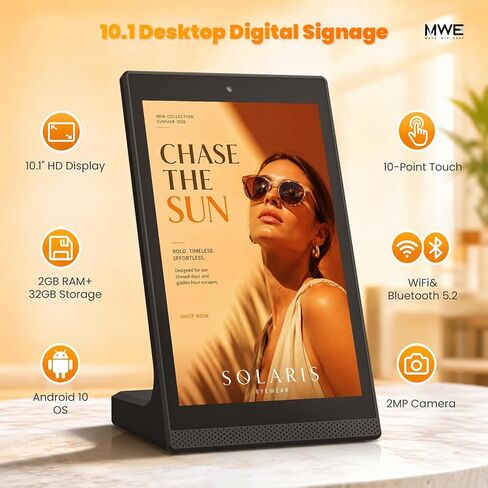10.1 Inch Android Digital Signage Display, Tabletop Touchscreen Kiosk, Countertop Digital Menu Board with WiFi USB, Desktop Advertising Screen for Restaurants, Retail, Reception in Saudi Arabia