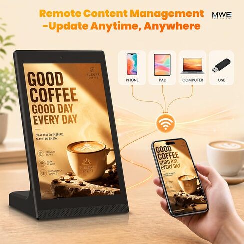 10.1 Inch Android Digital Signage Display, Tabletop Touchscreen Kiosk, Countertop Digital Menu Board with WiFi USB, Desktop Advertising Screen for Restaurants, Retail, Reception in Saudi Arabia