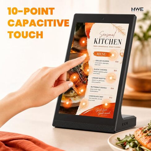 10.1 Inch Android Digital Signage Display, Tabletop Touchscreen Kiosk, Countertop Digital Menu Board with WiFi USB, Desktop Advertising Screen for Restaurants, Retail, Reception in Saudi Arabia