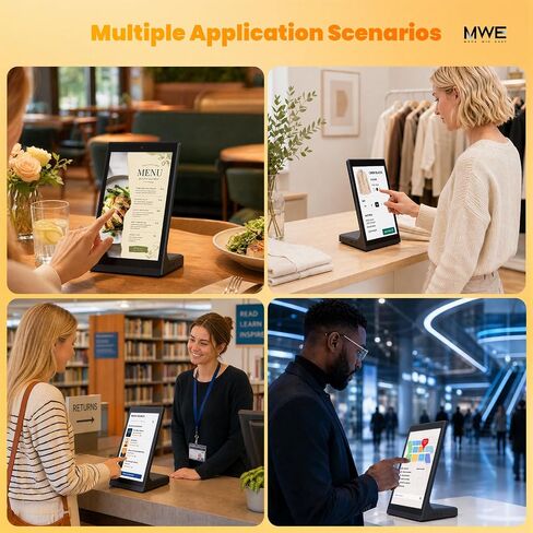 10.1 Inch Android Digital Signage Display, Tabletop Touchscreen Kiosk, Countertop Digital Menu Board with WiFi USB, Desktop Advertising Screen for Restaurants, Retail, Reception in Saudi Arabia