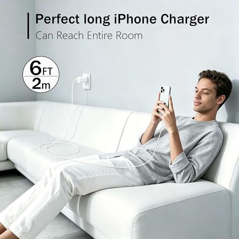 iPhone Charger Lightning Cable 6FT,[Apple MFi Certified] 2Pack USB Type C to Lightning Cable Power Delivery Data Sync Transfer Cord Compatible with Apple iPhone 14/13/12/11 Pro/11/XS MAX/XR/8/7 iPad in Kuwait