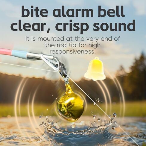 Fishing Bells, 10 Pack Dual Alert Fish Bite Alarm Bells, Clip On Fishing Rod Bells, Sensitive Bite Indicator, Portable Loud Warning Bells, Perfect for Night Fishing Ice Fishing Outdoor Angling in Kuwait