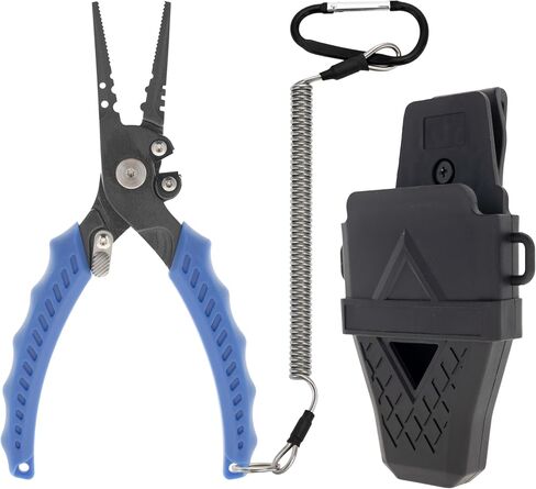 Reaction Tackle Fishing Pliers, Stainless Steel Saltwater Pliers with Braid Cutter, Hook Remover and Crimper, PTFE Coated Coated with Sheath and Lanyard in Kuwait