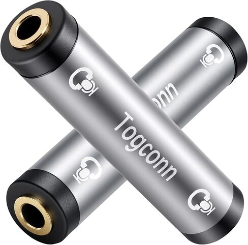 1/4 Inch TRS/TS Female to Female Gold-Plated Coupler (2 Pack), 1/4" TRS Stereo and TS Mono Jack Adapter Joiner, 6.35mm Extension Gender Changer Converter Connectors for Amplifier Speaker Guitar Sound in Kuwait
