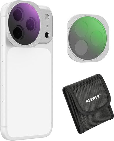 NEEWER CPL + Variable ND Filter Compatible with iPhone 17 Pro Max Only, Magnetic Adjustable Circular Polarizer Neutral Density (ND2-32) Photography Accessories with Adhesive Backplate, Silver, FH-17 in Kuwait
