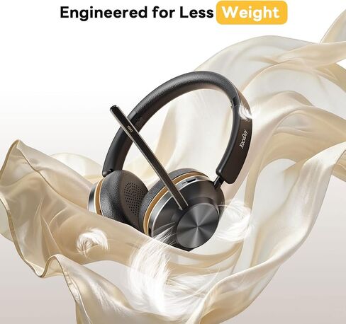 Bluetooth Headset, Wireless Headset with Mic for Work, Bluetooth 5.3, Wireless Headphones with AI Noise Cancelling Microphone (Clear Calls & Mic Mute), USB Dongle, for Computer/PC/Laptop/Zoom in Kuwait