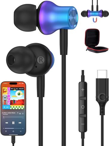 USB C in Ear Earbuds for iPhone 17 Pro Max 16 Plus 15 Pro Purple in Kuwait