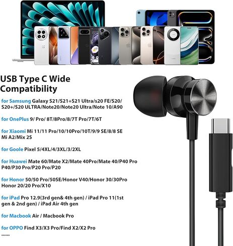 USB C Headphones Wired for iPhone 17 16 Pro Max with Charging Port in Kuwait