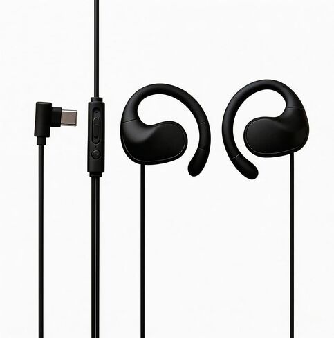 【 USB-C & Plug and Play 】 HiFi Sports Hanging Ear Wired Headphones, Elastic Design, Clear and Balanced Sound, Lightweight and Comfortable, Suitable for Running and Daily Outings 2026 in Kuwait