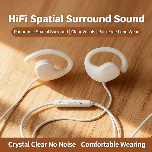 【 USB-C & Plug and Play 】 HiFi Sports Hanging Ear Wired Headphones, Elastic Design, Clear and Balanced Sound, Lightweight and Comfortable, Suitable for Running and Daily Outings 2026 in Kuwait