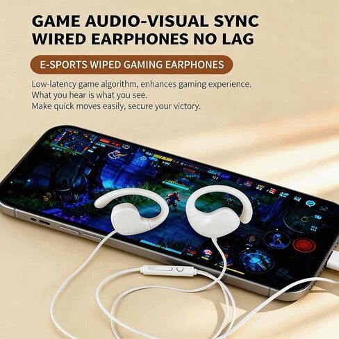 【 USB-C & Plug and Play 】 HiFi Sports Hanging Ear Wired Headphones, Elastic Design, Clear and Balanced Sound, Lightweight and Comfortable, Suitable for Running and Daily Outings 2026 in Kuwait