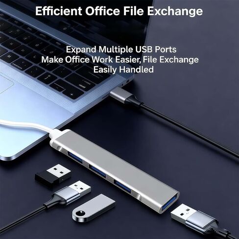 1 Pack USB C to USB Hub Multiport Adapter,4 Port Adapter Grey in Kuwait