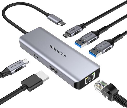 LENTION 6 in 1 USB C Hub, Ethernet, 4K@60Hz HDMI, 100W PD, USB3.0 Adapter in Kuwait