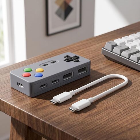 Retro Gamepad Type-C Hub 4-Port Dock with PD PC Desk Decor in Kuwait