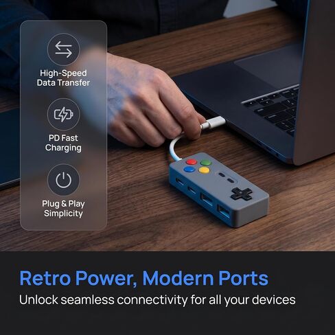 Retro Gamepad Type-C Hub 4-Port Dock with PD PC Desk Decor in Kuwait