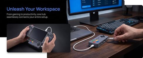 Retro Gamepad Type-C Hub 4-Port Dock with PD PC Desk Decor in Kuwait
