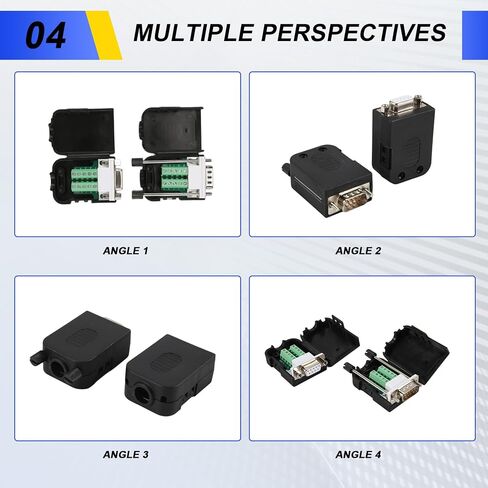 DB9 Solderless Connector RS232 D-SUB Serial to 9-Pin Port Terminal Male Female Adapter with Case (1Pcs-Male+1Pcs-Female) in Kuwait