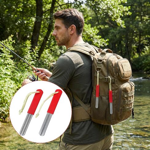 2 PCS Fishing Hook Sharpener, Diamond File Fish Hook Sharpener with Handle, Portable Double Sided Fine and Medium Grit Hook Sharpener for Saltwater Freshwater Ice Fishing Tools(Red) in Kuwait