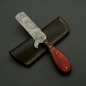 Custom Handmade Damascus Steel Sgian Dubh Scottish Dirk Knife with Bone & Olive Wood Handle + Leather Sheath in Kuwait