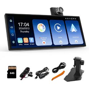 Wireless CarPlay and Android Auto 11.26-inch Touchscreen, 4K Dash Camera and 1080p Backup Camera, Universal Portable car Display, Equipped with 64G Memory Card in Kuwait