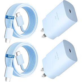 USB C Charger Type C Charger Fast Charging,25W Android Charger for Samsung Super Fast Charger with 10Ft Long USBC Charger Cable Cord for Samsung Galaxy S26 S25 S24 S23 S22 S21/iPhone 17/16/16 Pro Max in Kuwait
