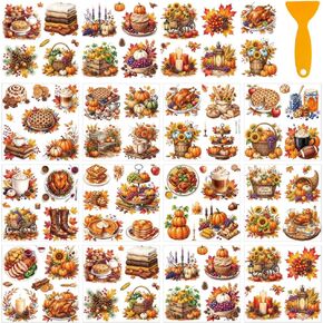 AHANDMAKER 12 Sheets Thanksgiving Harvest Pumpkin Rub on Decals Autumn Theme Rub On Transfer Sticker Fall Fruits Stickers Vintage Furniture Decals for Home Office Paper Wood DIY Crafts, 5.5x5.5 in Kuwait