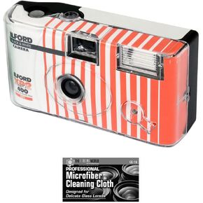 Bundle of Ilford XP2 35mm B&W One-Time Single-Use Disposable Camera with Flash (ISO-400) - 27 Exposures with Microfiber Cloth in Kuwait